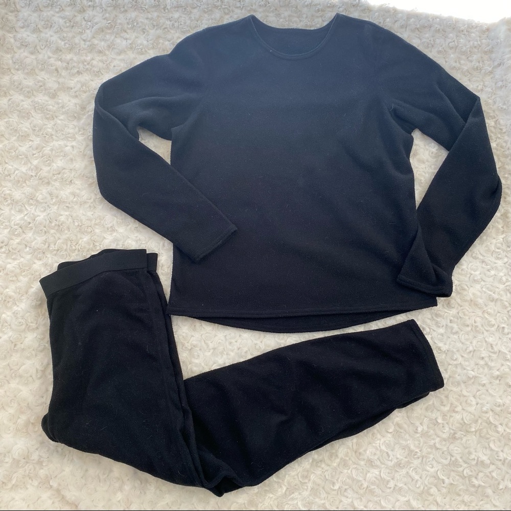 Pepper Long Underwear Base Layer Ski Snowboad Sledding Set Black Top Pants Large